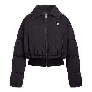 A21女装梭织宽松翻领落肩开襟短棉服拉链长袖时尚夹克棉衣外套