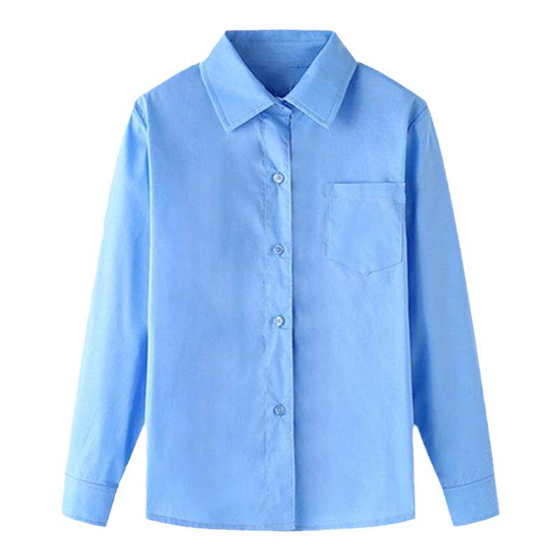 儿童白衬衫男童长袖春秋纯棉小学生校服女童白色衬衣男孩表演出服