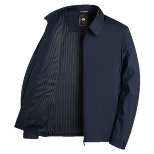 啄木鸟外套男款春季新款男士中老年干部爸爸装春秋翻领行政夹克男