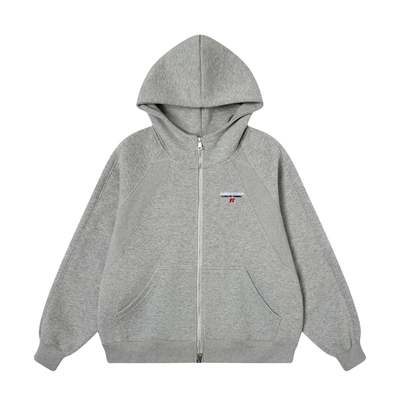 丛林老虎logo刺绣立领连帽卫衣男