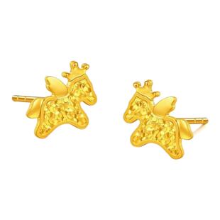 金爆闪碎冰冰皇冠小飞马耳钉马上有钱生肖马耳饰百搭高级气质日常