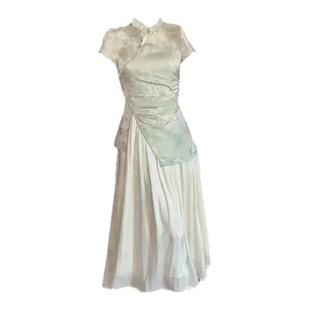 新中式情侣装夏季小众设计感短袖衬衫女旗袍连衣裙法式一裙一衣潮