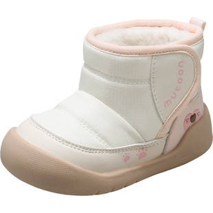 牧童童鞋宝宝雪地靴2025冬季新款男童软底卡通小熊加绒女童大棉鞋