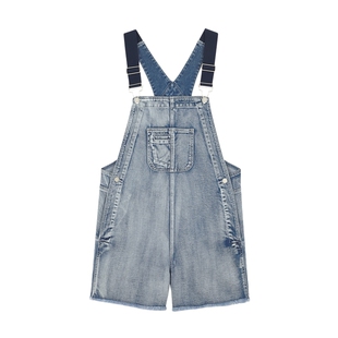 可调节背带/MSLAN春夏减龄小个子短款刺绣背带裤女连体裤MFBM5102