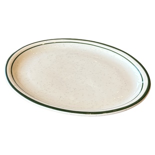 美国TUXTON绿线陶瓷餐具ins韩风牛排盘西餐盘椭圆甜品盘咖啡厅