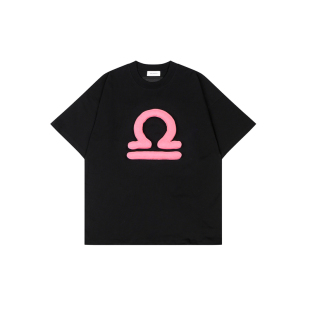 SQQZ PROJECT春夏新款十二星座立体塞棉圆领宽松短袖T恤情侣