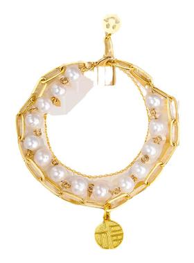 珍珠手链福牌送闺蜜女友礼物手串