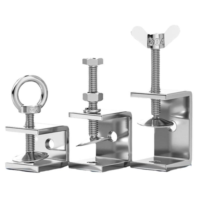304不锈钢老虎卡子 U型夹 C型夹 钢管方形夹具手拧吊环夹紧器开口