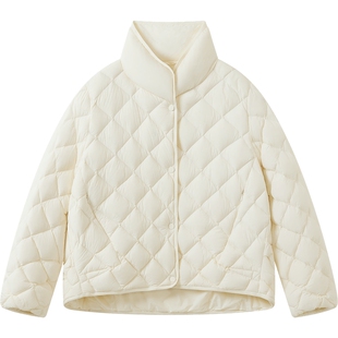 播商场同款保暖几何绗线短款鹅绒服女冬新款羽绒外套BDS4RD3604