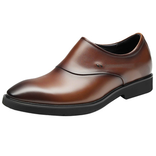 高哥内增高男鞋2025冬季新款男士商务正装隐形增高鞋真皮皮鞋7cm