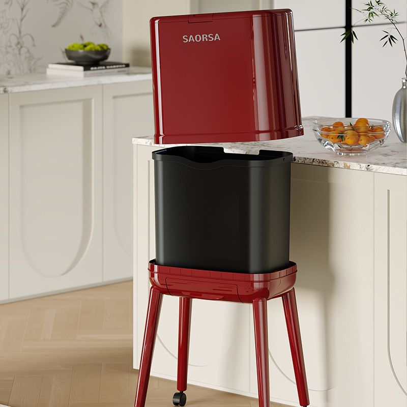 厨房垃圾桶专用家用2025新款高脚免值移动颜弯腰大容量高带可盖