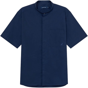 NAUTICA/诺帝卡男装夏季商务全棉牛津纺舒适透气短袖衬衫