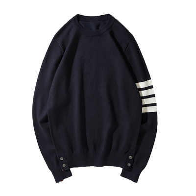 tb早秋圆领套头条纹针织衫毛衣