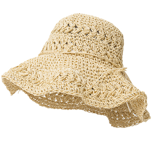 海边沙滩法式大帽檐草帽女款防晒防紫外线旅游度假遮阳帽子春夏季