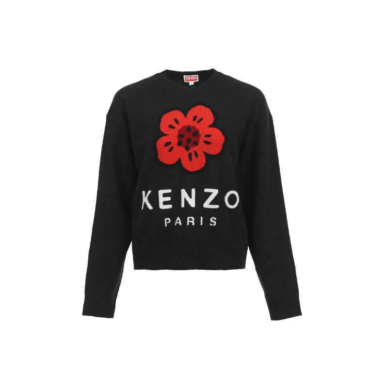 【自营】KENZO新品海棠花图案女士微弹宽松羊毛套头针织衫毛衣