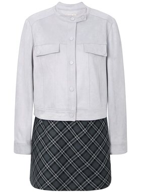 朵以仿麂皮外套A字裙套装
