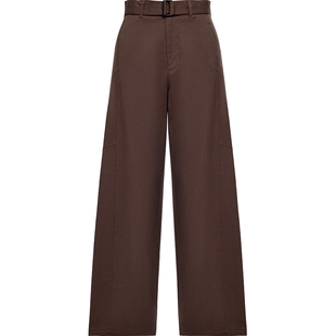 EP雅莹2025早秋新款女装 休闲宽松咖色裤子美拉德弯刀裤6413A