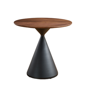 北美黑胡桃木小圆桌家用小户型吃饭桌阳台小茶桌咖啡桌中古风圆桌