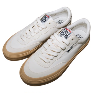 VISION官方  FLAT TOP米白色低帮翻毛皮帆布鞋男女街头运动滑板鞋