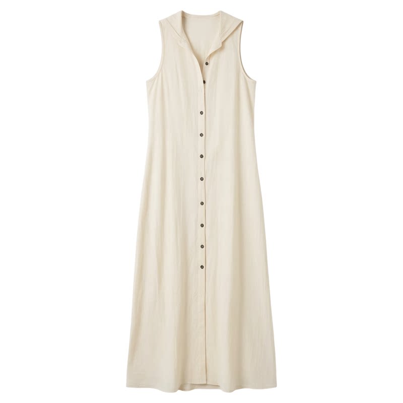 Loose sleeveless single breasted dress宽松无袖单排扣连衣裙