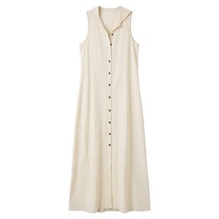 Loose sleeveless single breasted dress宽松无袖单排扣连衣裙