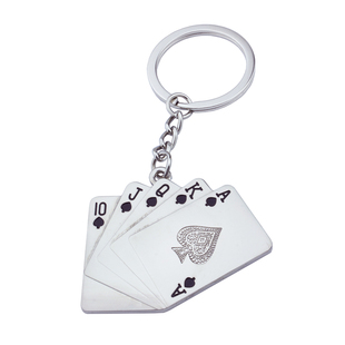 同花顺汽车钥匙扣男士腰挂件创意扑克牌钥匙链金属钥匙圈创意礼品