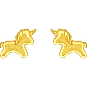 周六福黄金5G计价足金耳钉金耀灵驹金马耳饰生肖马系列圣诞礼物