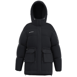 hotsuit后秀束腰黑色羽绒服女款2026春季新款保暖不臃肿加厚外套