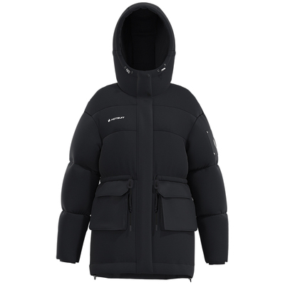 后秀黑色羽绒服女款宽松保暖