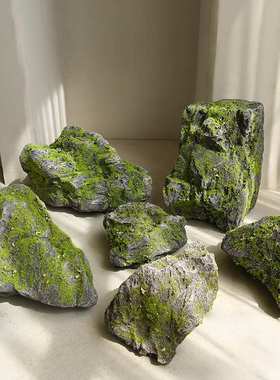 仿真青苔泡沫仿生石头森林造景室内庭院假山苔藓假石头道具摆件