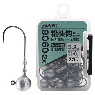 BKK新品圆形铅头钩9060两倍加强高碳精钢路亚防挂鲈鱼鳜鱼钩虫钩