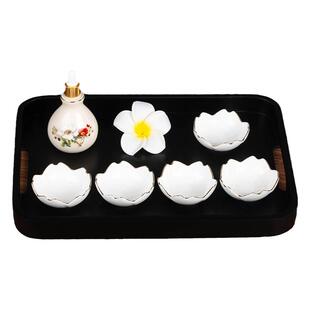 美容院专用精油碗碟子套盒装调配陶瓷精油壶瓶木托盘泰式spa用品