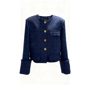 XIAOYIZI田中杏奈同款气质小香风金属扣毛呢外套女装秋冬法式上衣