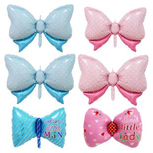 宝宝生日布置场景装饰粉丝蝴蝶结气球男女孩儿童周岁百天庆祝背景