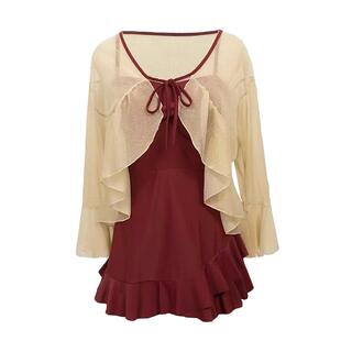 徐苏苏 2025新款高级感微胖遮肚肉显瘦罩衫泡温泉保守连体泳衣女