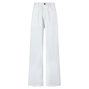 白色小个子窄版直筒牛仔裤女2026春季新款高腰垂感高级感阔腿裤子