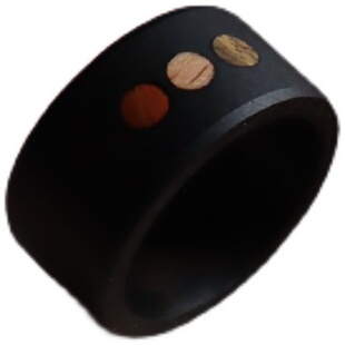 上觉手作 红绿灯 磨砂纹理原创黑檀戒指木质指环男女朋友情侣礼物