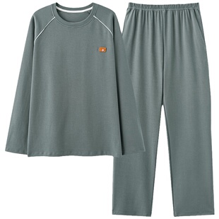 浪莎纯棉睡衣男春秋季休闲长袖简约夏天大码家居服套装2026年新款