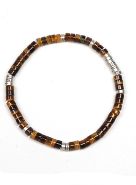 pohier宝喜儿纯银虎眼石情侣手串