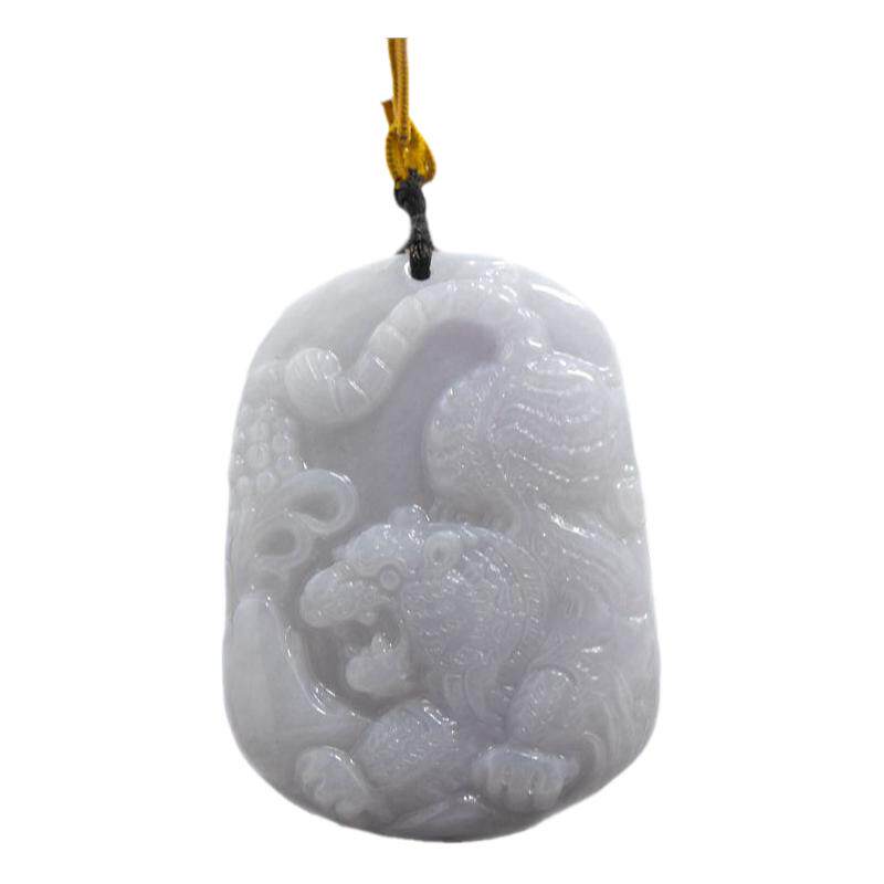 翡翠下山虎玉牌男士随身吊坠