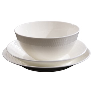 松发纯白陶瓷餐具家用浮雕米饭碗汤碗菜盘餐盘小碗高颜值碗碟套装