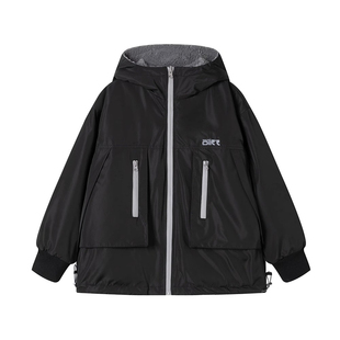 男童外套户外冲锋衣春秋冬新款加绒羊羔绒双面两面穿秋冬季亲子穿