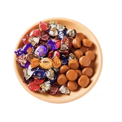 俄罗斯风味紫皮糖牛奶巧克力杏仁夹心糖阿孔特红皮糖喜糖零食批发