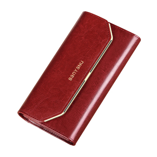 钱包女长款真皮2025新款大容量时尚高档油蜡零钱包专柜正品钱夹女