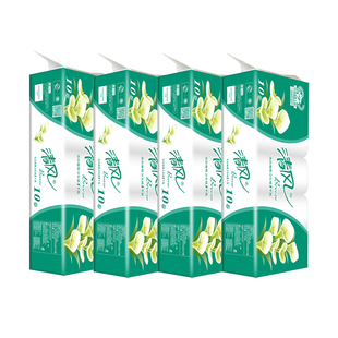 清风卷纸马蹄莲纸巾家用平纹长卷无芯卷筒卫生纸4层10卷1000g整箱