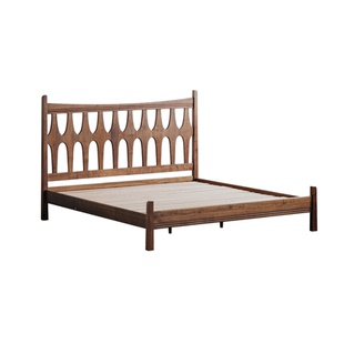 物应星芒实木床1.8米1.5卧室双人床复古北美黑胡桃木实木主卧大床