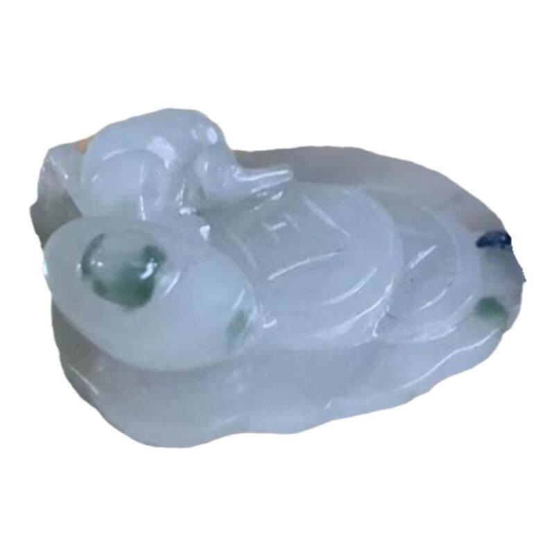 缅甸翡翠吊坠白色呱呱来财青蛙