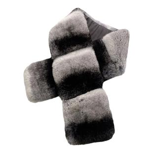 獭兔毛围巾女冬季韩版皮草围脖保暖青紫蓝仿龙猫款渐变色长款真毛