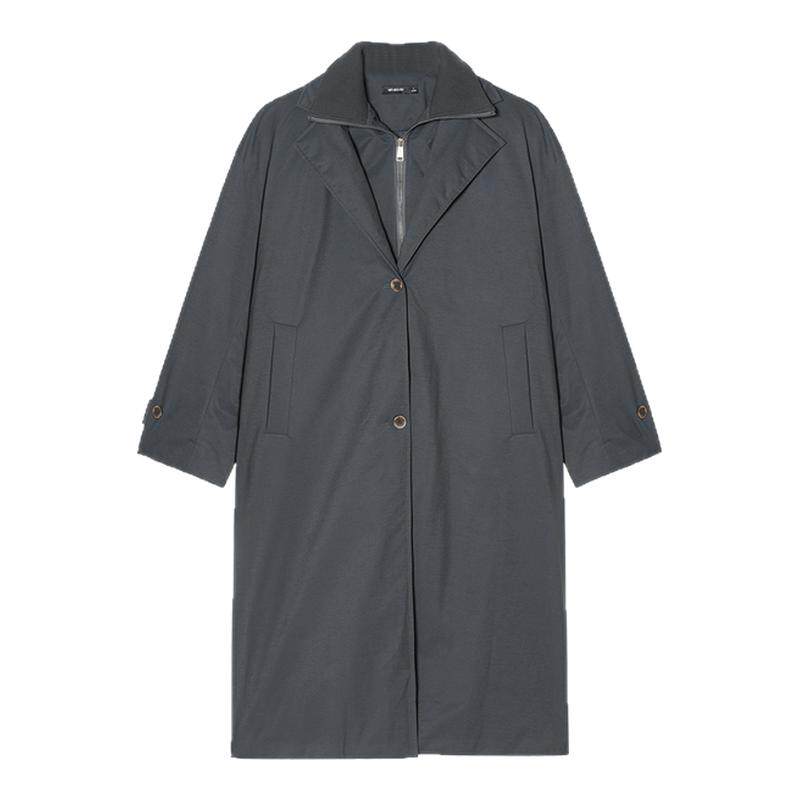 【防风假两件 90白鸭绒】Unvesno(UN)Demure风极简保暖长款羽绒服