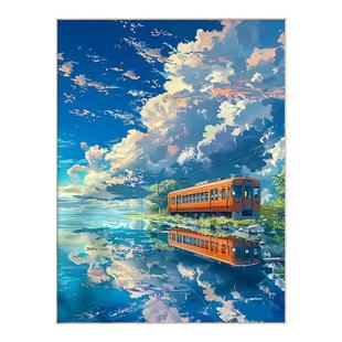 宫崎骏星空数字油画diy手工风景填充填色治愈系涂色油彩2025新款